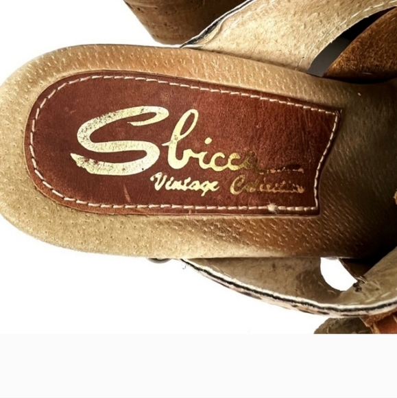 SBICCA VINTAGE COLLECTION LEATHER TAN CLOG WEDGE SIZE 8 - Picture 8 of 9